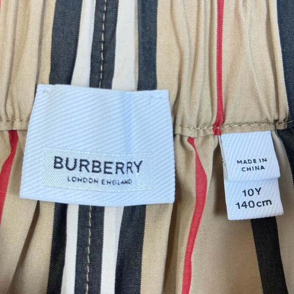 Burberry Tan Striped Tamara Icon Girls Sailor Shorts w/ Button Detail 10Y 140cm - Picture 9 of 16